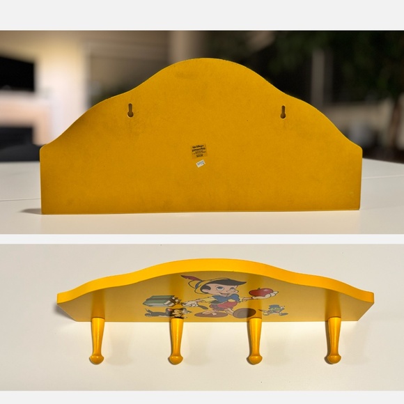 Vintage Disney/Schmid Pinocchio Wooden Wall Rack 4-Peg Coat Hanger RARE - Picture 2 of 4